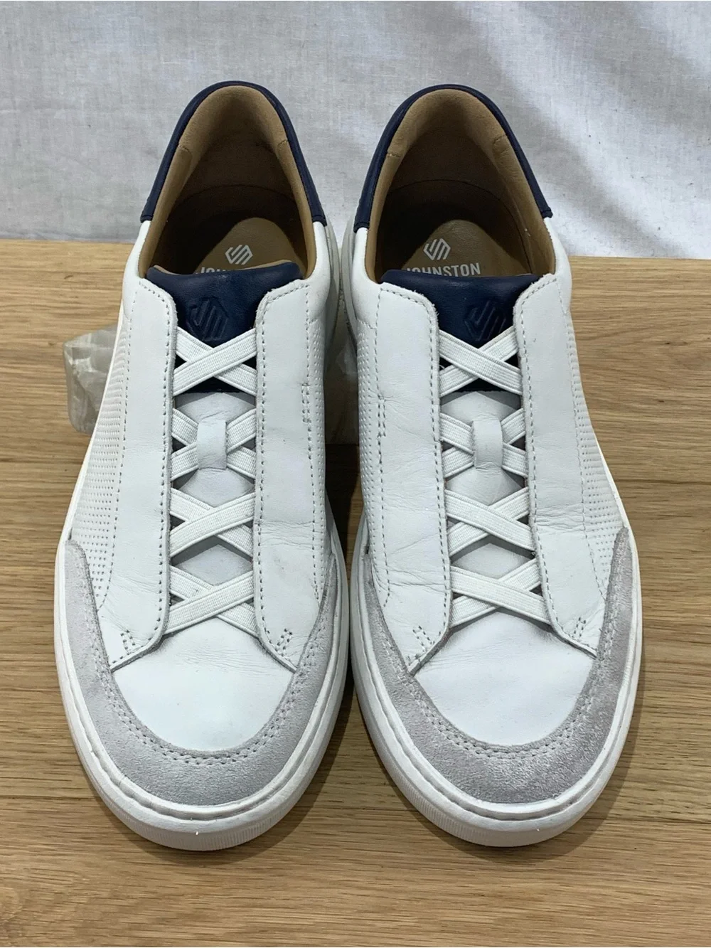 Johnston & Murphy Anders Men White Leather Suede Lace-To-Toe Sneakers Shoes Sz 9